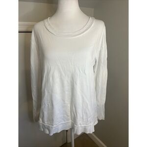 Planet by Lauren G White Long Sleeve Tee Pima Cotton One Size Fits All